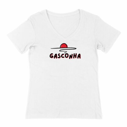 T-SHIRT Femme Col V Gasconha noir soleil couchant