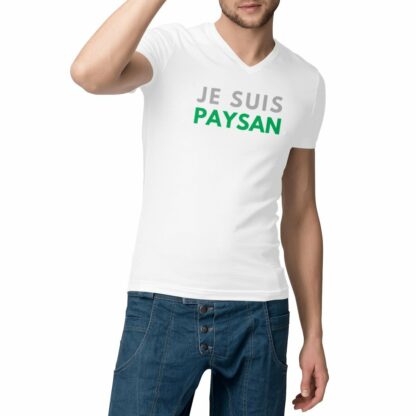 T-SHIRT Homme Col V Je suis paysan