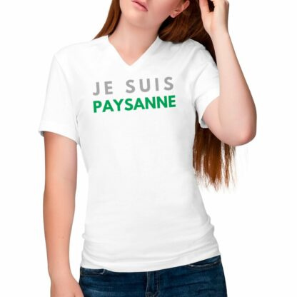 T-SHIRT Femme Col V Je suis paysanne