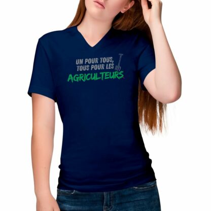 T-SHIRT Femme Col V Tous pour les agriculteurs